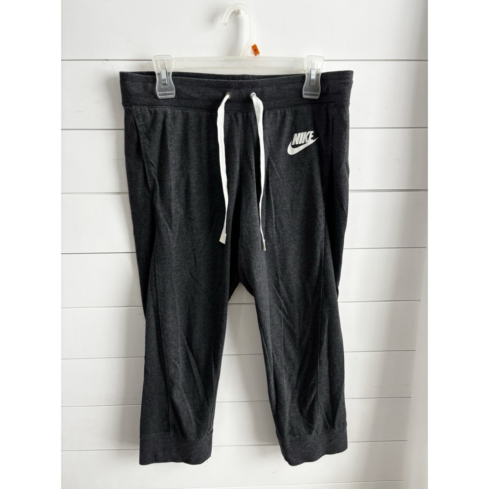 Nike Athletic Jogger Sweatpants Women's M Red Label‎ Gray Drawstring 0388